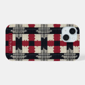 Rustic Knit Snowflake Plaid - Gezellige Winter Boh iPhone 15 Case (Achterkant horizontaal)