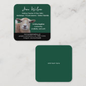 Rustic Knitting Teacher Business Card | Wool Yarn Vierkante Visitekaartje (Voorkant / Achterkant)