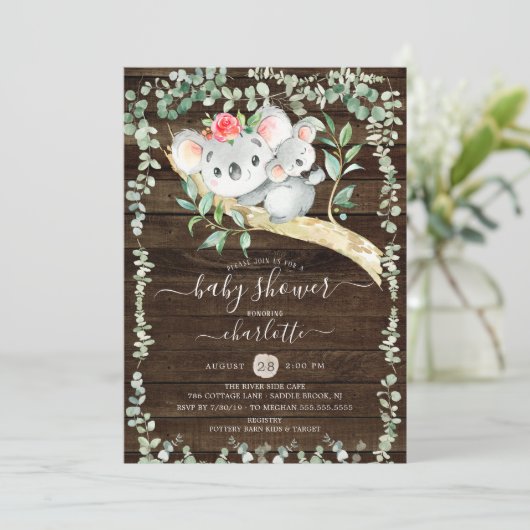 Rustic Koala Beer Boys Baby shower Uitnodiging (Staand voorkant)