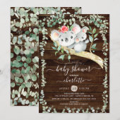 Rustic Koala Beer Boys Baby shower Uitnodiging (Voorkant / Achterkant)
