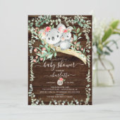 Rustic Koala Beer Girls Baby shower Kaart (Staand voorkant)