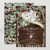 Rustic Koala Beer Girls Baby shower Kaart (Voorkant / Achterkant)