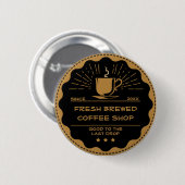 Rustic Koffee Shop Cup aanpassen Business Advert. Ronde Button 5,7 Cm (Voorkant /achterkant)