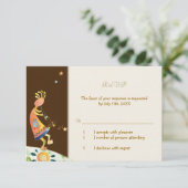 Rustic Kokopelli Tribal Wedding RSVP-kaart RSVP Kaartje (Staand voorkant)