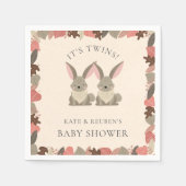 Rustic Konijnen Tweeling Baby Shower Bosdieren Servet (Voorkant)