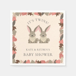 Rustic Konijnen Tweeling Baby Shower Bosdieren Servet
