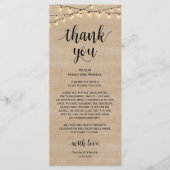 Rustic Koord lichten, plaats het plaatsen Dank u K Programmakaart (Voorkant)