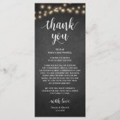 Rustic Koord lichten, plaats het plaatsen Dank u K Programmakaart (Voorkant)