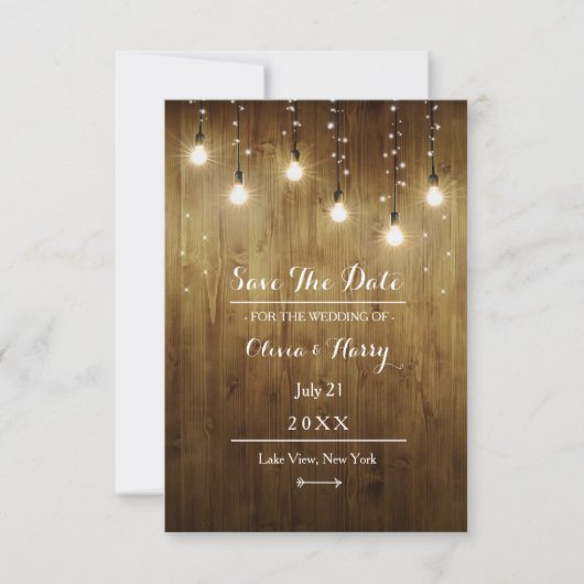 Rustic Koord van het land van Lichten sparen de Ka Save The Date (Voorkant)