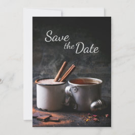 Rustic Kopje Thee en Warme Chocolade Save the Date Kaart