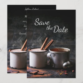 Rustic Kopje Thee en Warme Chocolade Save the Date Kaart