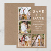 Rustic Kraft 4 Foto Verloving Save The Date (Voorkant / Achterkant)
