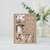 Rustic Kraft 4 Foto Verloving Save the Date Briefkaart (Staand voorkant)