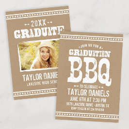 Rustic Kraft Afstuderen Foto BBQ Uitnodiging
