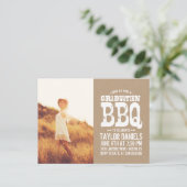 Rustic Kraft Afstuderen Foto BBQ Uitnodiging Briefkaart (Staand voorkant)