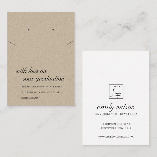 RUSTIC KRAFT AFSTUDEREN KETTING EARRINGCARD PLAATSKAARTJE (Voorkant / Achterkant)