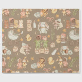 Rustic Kraft All Ethnicity Baby Large Pattern Cadeaupapier (Vlak)