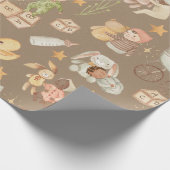 Rustic Kraft All Ethnicity Baby Large Pattern Cadeaupapier (Hoek)