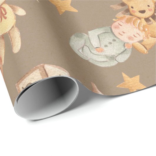 Rustic Kraft All Ethnicity Baby Large Pattern Cadeaupapier (Rol Hoek)