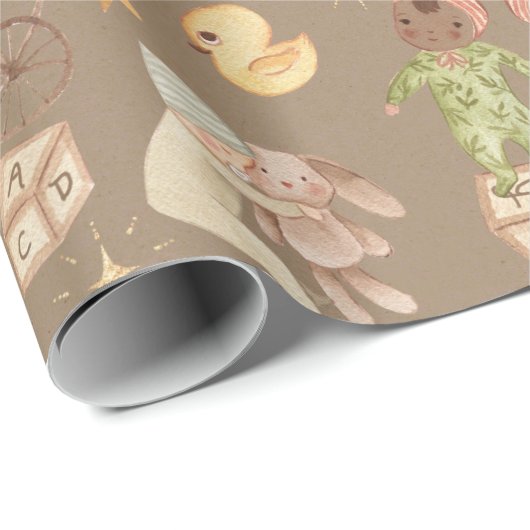 Rustic Kraft All Ethnicity  Baby & Vrienden Cadeaupapier (Rol Hoek)