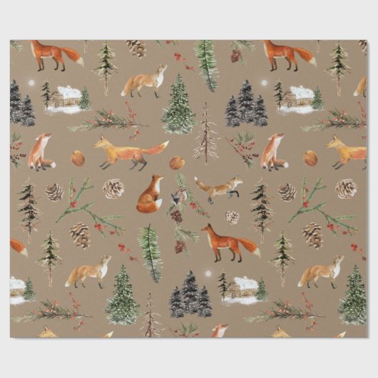 Rustic Kraft All Forest Woodland Red Foxes Cadeaupapier (Vlak)