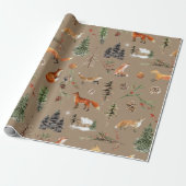 Rustic Kraft All Forest Woodland Red Foxes Cadeaupapier (Uitgerold)