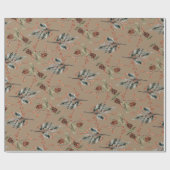 Rustic Kraft All Winter Spruce Cones Ilex Berries Cadeaupapier (Vlak)