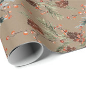 Rustic Kraft All Winter Spruce Cones Ilex Berries Cadeaupapier (Rol Hoek)
