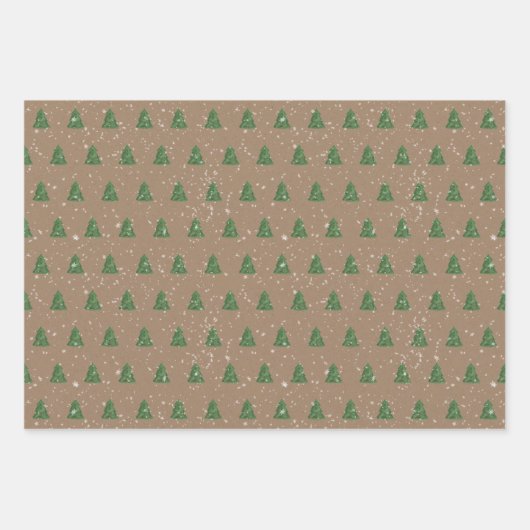 Rustic Kraft All Woodland Forest Kerstbomen Inpakpapier Vel (Voorkant)