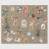 Rustic Kraft Alles kerstrendiertje Cadeaupapier (Vlak)