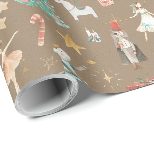 Rustic Kraft Alles Nutcracker Small Pattern Cadeaupapier (Rol Hoek)