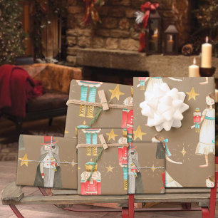 Rustic Kraft Alles Nutkraker Kerstmis 1 Inpakpapier Vel