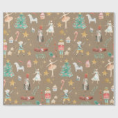 Rustic Kraft Alles Nutkraker Kerstmis 2 Cadeaupapier (Vlak)