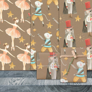 Rustic Kraft Alles Nutkraker Kerstmis 2 Inpakpapier Vel