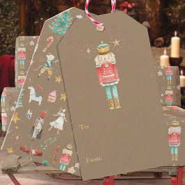 Rustic Kraft Alles Nutkraker Kerstmis Cadeaulabel