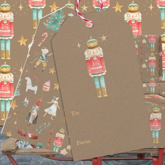 Rustic Kraft Alles Nutkraker Kerstmis Cadeaulabel