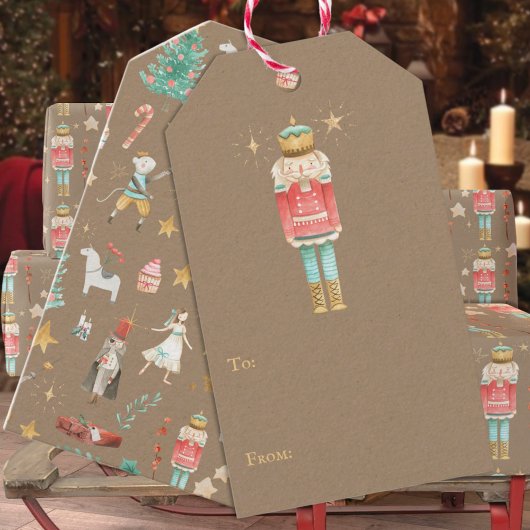 Rustic Kraft Alles Nutkraker Kerstmis Cadeaulabel