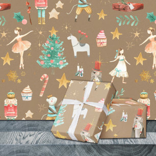 Rustic Kraft Alles Nutkraker Kerstmis Cadeaupapier
