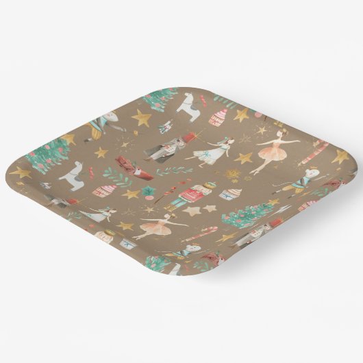 Rustic Kraft Alles Nutkraker Kerstmis Papieren Bordje (Gebogen)