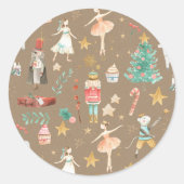 Rustic Kraft Alles Nutkraker Kerstmis Ronde Sticker (Voorkant)