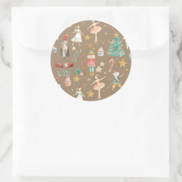 Rustic Kraft Alles Nutkraker Kerstmis Ronde Sticker