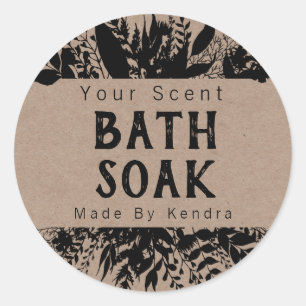Rustic Kraft and Black Bath Bomb Salt Soak Ronde Sticker