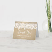 Rustic Kraft and Lace Wedding Monogram Bedankkaart (Voorkant)