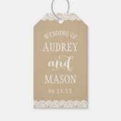 Rustic Kraft and Lace Wedding Monogram Cadeaulabel (Voorkant)