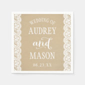 Rustic Kraft and Lace Wedding Monogram Servetten (Voorkant)