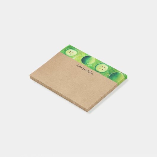 Rustic Kraft Appels Aquarel Gepersonaliseerd Post-it® Notes (Schuin)