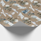Rustic Kraft Arctic Hare Wolf Fox Snowy Owl Wrappi Cadeaupapier (Hoek)