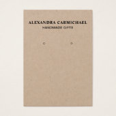 Rustic Kraft Artisan Earring Jewelry Display Kaart (Voorkant)