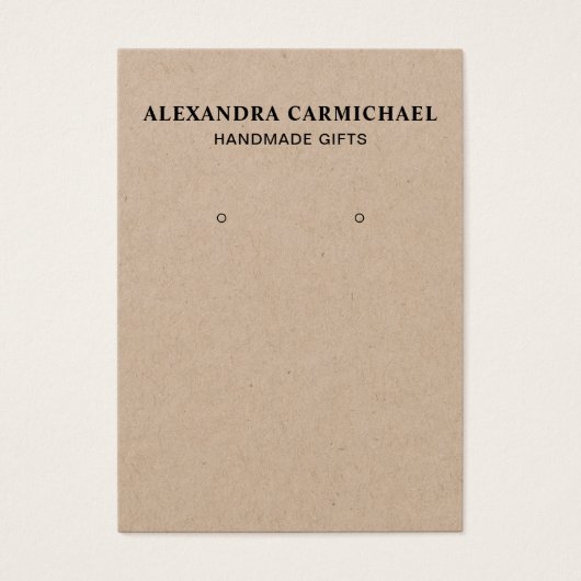 Rustic Kraft Artisan Earring Jewelry Display Kaart (Voorkant)