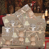 Rustic Kraft Baby First KerstWinter Animals Inpakpapier Vel
